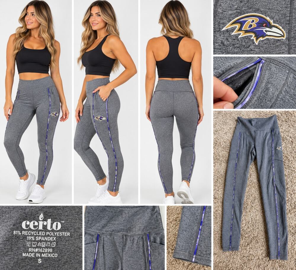 Certo Baltimore Ravens Women’s Performance Leggings Gray Purple Size Small